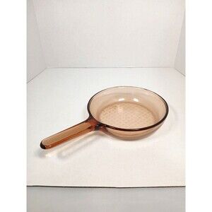 VTG Corning Vision Ware 7" Frying Pan Skillet  Amber France Waffle Bottom